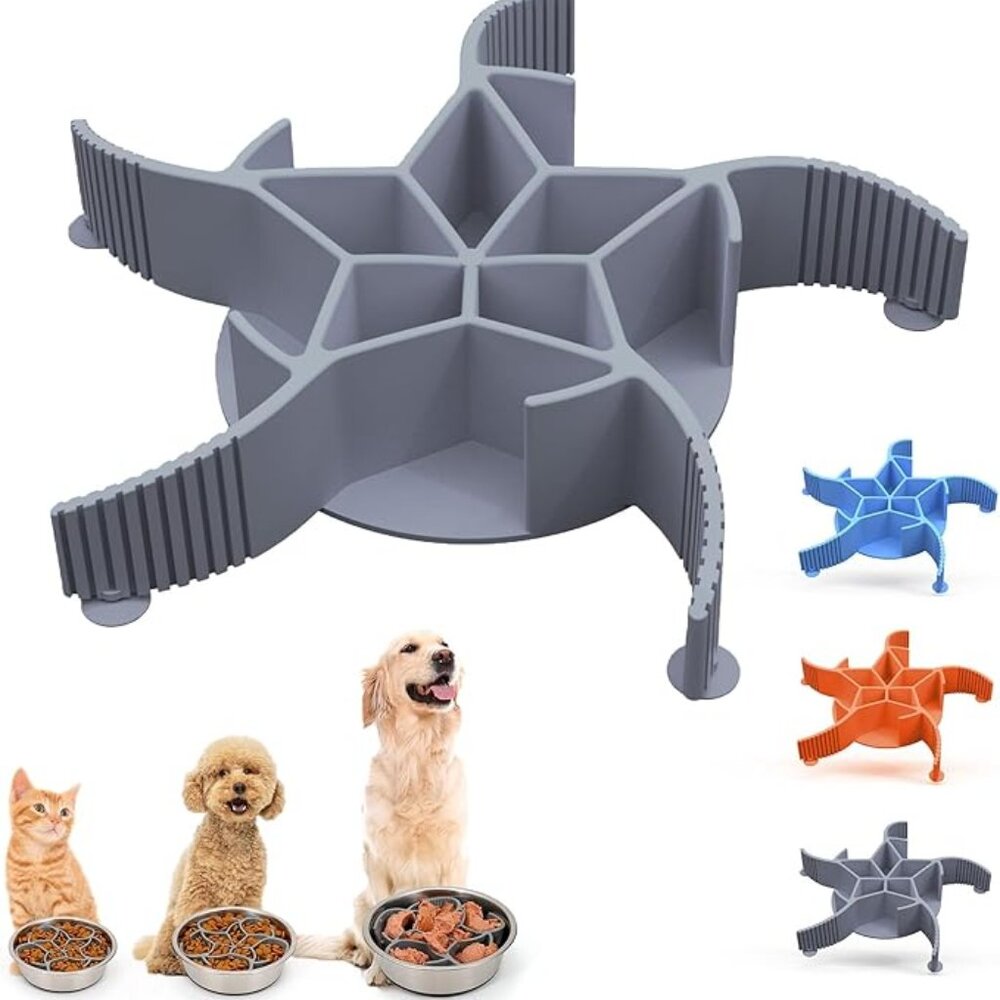 Slow Feeder Insert for Dog Bowls with Star Maze Design, Silicone Material, and U